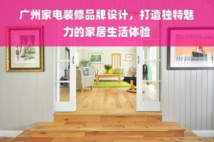 广州家电装修品牌设计，打造独特魅力的家居生活体验