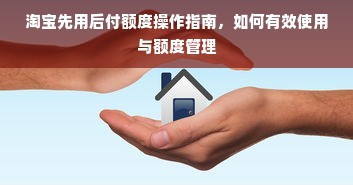 淘宝先用后付额度操作指南，如何有效使用与额度管理