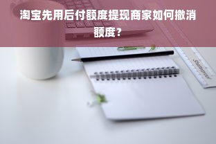 淘宝先用后付额度提现商家如何撤消额度？