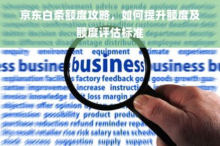 京东白条额度攻略，如何提升额度及额度评估标准