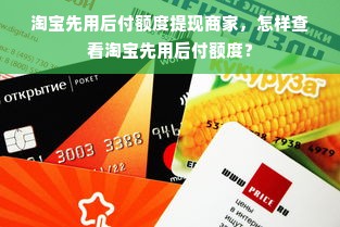 淘宝先用后付额度提现商家，怎样查看淘宝先用后付额度？