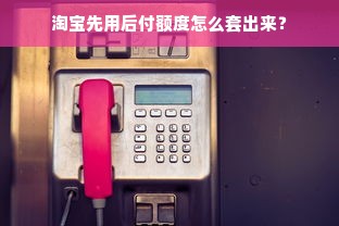 淘宝先用后付额度怎么套出来？