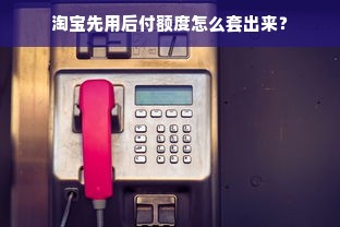 淘宝先用后付额度怎么套出来？