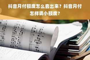 抖音月付额度怎么套出来？抖音月付怎样调小额度？