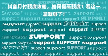 抖音月付额度攻略，如何提高额度？看这一篇就够了！