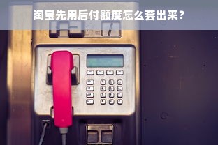 淘宝先用后付额度怎么套出来？