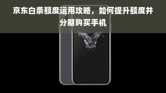 京东白条额度运用攻略，如何提升额度并分期购买手机