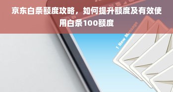 京东白条额度攻略，如何提升额度及有效使用白条100额度