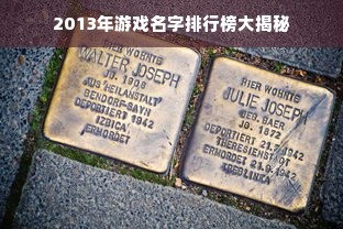 2013年游戏名字排行榜大揭秘