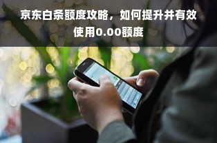 京东白条额度攻略，如何提升并有效使用0.00额度