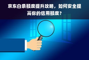 京东白条额度提升攻略，如何安全提高你的信用额度？
