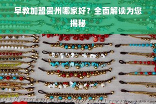 早教加盟贵州哪家好？全面解读为您揭秘