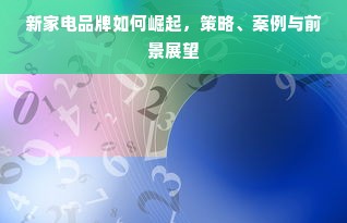 新家电品牌如何崛起，策略、案例与前景展望