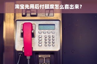 淘宝先用后付额度怎么套出来？