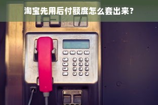 淘宝先用后付额度怎么套出来？