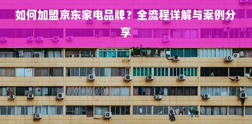 如何加盟京东家电品牌？全流程详解与案例分享