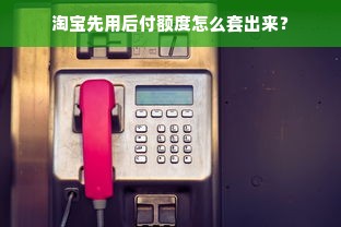 淘宝先用后付额度怎么套出来？