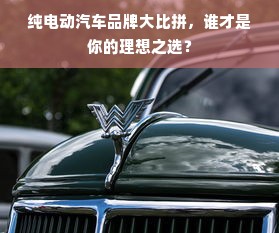 纯电动汽车品牌大比拼，谁才是你的理想之选？