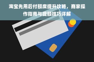 淘宝先用后付额度提升攻略，商家操作指南与提额技巧详解