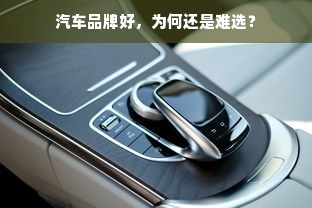 汽车品牌好，为何还是难选？