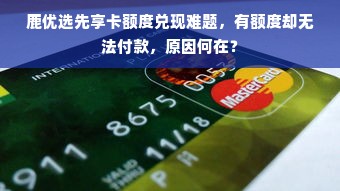 鹿优选先享卡额度兑现难题，有额度却无法付款，原因何在？