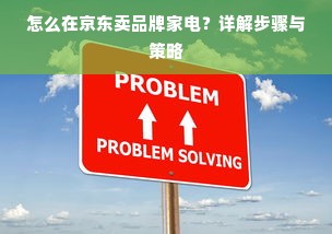 怎么在京东卖品牌家电？详解步骤与策略