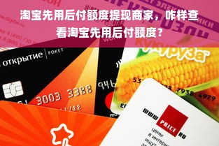 淘宝先用后付额度提现商家，咋样查看淘宝先用后付额度？