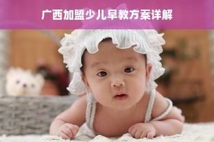 广西加盟少儿早教方案详解