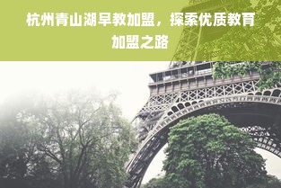 杭州青山湖早教加盟，探索优质教育加盟之路