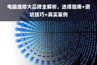 电脑维修大品牌全解析，选择指南+避坑技巧+真实案例