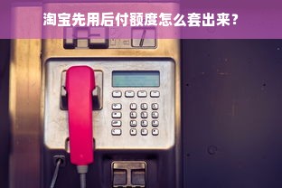 淘宝先用后付额度怎么套出来？