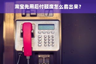 淘宝先用后付额度怎么套出来？