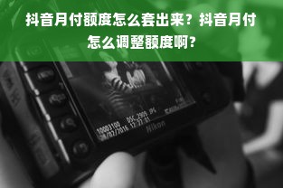 抖音月付额度怎么套出来？抖音月付怎么调整额度啊？