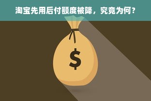 淘宝先用后付额度被降，究竟为何？