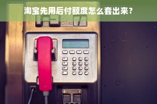 淘宝先用后付额度怎么套出来？