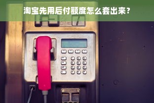 淘宝先用后付额度怎么套出来？