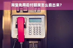 淘宝先用后付额度怎么套出来？