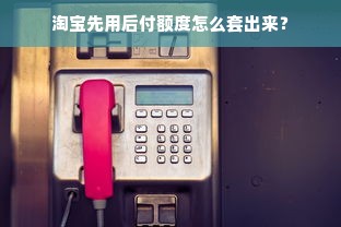 淘宝先用后付额度怎么套出来？
