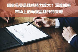 哪家母婴品牌扶持力度大？深度解析市场上的母婴品牌扶持策略