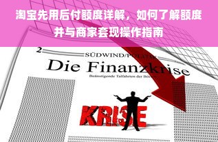 淘宝先用后付额度详解，如何了解额度并与商家套现操作指南