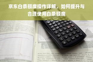 京东白条额度操作详解，如何提升与合理使用白条额度