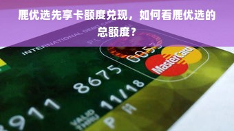 鹿优选先享卡额度兑现，如何看鹿优选的总额度？