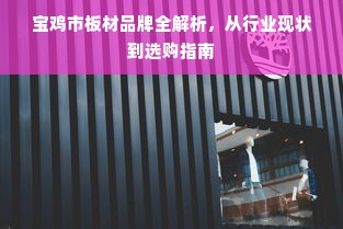 宝鸡市板材品牌全解析，从行业现状到选购指南