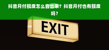 抖音月付额度怎么套出来？抖音月付也有额度吗？