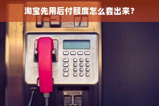 淘宝先用后付额度怎么套出来？