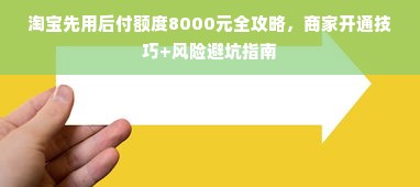 淘宝先用后付额度8000元全攻略，商家开通技巧+风险避坑指南
