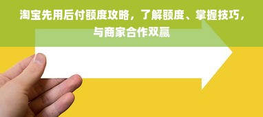 淘宝先用后付额度攻略，了解额度、掌握技巧，与商家合作双赢