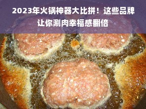 2023年火锅神器大比拼！这些品牌让你涮肉幸福感翻倍
