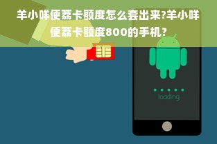 羊小咩便荔卡额度怎么套出来?羊小咩便荔卡额度800的手机？