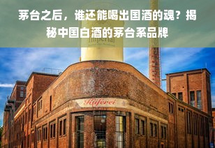 茅台之后，谁还能喝出国酒的魂？揭秘中国白酒的茅台系品牌